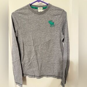 Boys Abercrombie Gray Long Sleeve Shirt with Green Logo